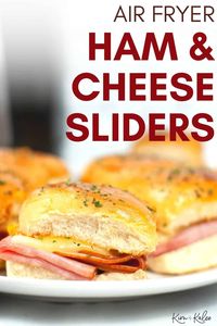 These Air Fryer Ham and Cheese Sliders are served on a King's Hawaiian bun and topped with aioli sauce. This sweet and salty lunch is so easy to make and ready in just 25 minutes! We also love them as appetizers!