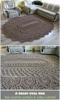 A Beaut Oval Rug [Free Crochet Pattern and Video Tutorial] Follow us for ONLY FREE crocheting patterns for Amigurumi, Toys, Afghans and many more! #HomemadeRugs