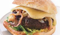 Bison Burgers with Cabernet Onions and Wisconsin Cheddar Recipe | Yummly