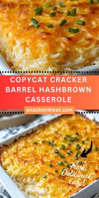 This easy Hashbrown Casserole is the ultimate comfort food! Packed with shredded hash browns, melty cheddar cheese, and a creamy chicken soup base, it's perfect for feeding a crowd. Quick to prep and irresistibly delicious, it's ideal for dinner or holiday gatherings. Serve up this cheesy, golden goodness and watch it disappear! 😋🍽️ #HashbrownCasserole #ComfortFood #CheesyGoodness #QuickDinner #CrowdPleaser