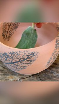 Difficulty: Medium     Bisqueware   • Beautiful leaves with lots of detail and grooves  • Black underglaze  • paintbrush