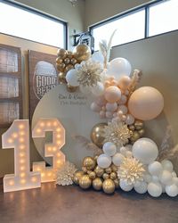 Balloon Decorations and Event Rentals Palm Beach on Instagram: “Gorgeous neutrals for a double sweet 13 birthday🥳🥳🥳 Rentals available: @velvety_events #balloons #balloongarland #sweet13…”