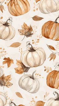 fall aesthetic wallpaper: watercolor pumpkins