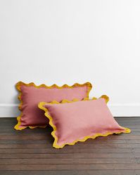 Pink Clay & Turmeric 100% French Flax Linen Scalloped Pillowcases (Set – Bed Threads