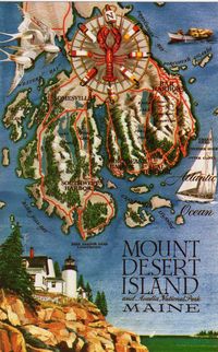 Mt. Desert, includes Acadia National Park.  Eighteen Mountains and twenty-six lakes call this island home.