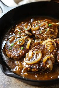 Hamburger Steaks with Onion Mushroom Gravy