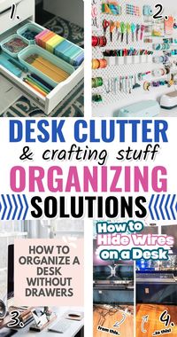 Home Organization Tips and Tricks - Small office organization ideas for computer desk clutter, teacher desks and craft room supplies