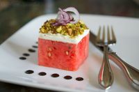 Stacked Watermelon Goat Cheese Salad Recipe | fifteenspatulas.com