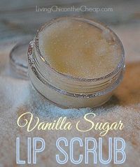 Lip Scrub 1:1 ratio of sugar to coconut oil (or olive oil) Vanilla Extract Combine and mix well. Ratio will depend on the oil using and texture you are going for. Can use other extracts/flavors.