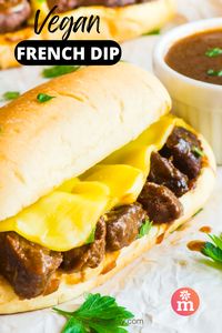 This vegan French Dip sandwich is ready in 30 minutes with minimal ingredients and ready to tempt your taste buds with each bite.