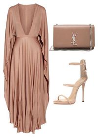 Rose Gold/ Dusted Blush dress with matching heals and Yves Saint Laurent clutch