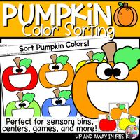 A pumpkin color sorting activity your young learners are sure to love! Have fun with the preschool math and colors with this color sorting activity. Your preschoolers will enjoy exploring the colors and practicing sorting at the same time. The perfect fall activity and color review for your centers and sensory bins.A great addition to your pumpkin themed unit!Designed with young learners in mind, this engaging and hands-on activity is perfect for preschoolers eager to explore colors and develop