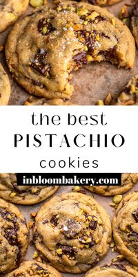 These are the best pistachio cookies! They are thick and chewy, loaded with pistachio flavor and dark chocolate chunks. If you're a fan of pistachios you will absolutely love these cookies!