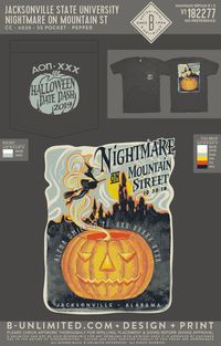 Jacksonville State University Alpha Omicron Pi Nightmare on Mountain Street Halloween Shirt | Sorority Event | Greek Event #alphaomicronpi #aopi #aoii #aop #halloween