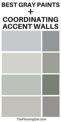 Best gray paints and coordinating accent wall. Best shades of gray.  #gray #paint #graypaint #homedecor #accentwall #greige #shades