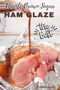 Look no further for the perfect ham glaze for your next gathering. This maple brown sugar glaze is simply the best! Easy prep and the sweet combination of maple syrup and brown sugar makes this one a winner! As it bakes it makes the most incredible caramelized finish for your holiday ham. A true standout for any dinner. #hamglaze