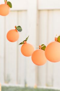 Peach Balloon Garland at a Sweet as a Peach Peaches and Cream 1st Birthday Party by Kara's Party Ideas