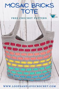 Mosaic Bricks Tote - Free Crochet Pattern Loops & Love Crochet