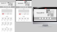 Desktop landing page wireframe design with mockup