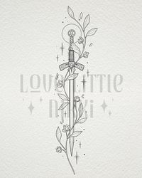 Pretty delicate Goldryn piece for Haley 🗡️🌿 Goldryn is wrapped within the King flame flowers that bloom in Terrasen only under the reign of a great ruler 🔥 #throneofglass #goldryn #swordtattoo