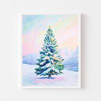 DIGITAL FILE ONLY Northern Lights Christmas Tree Painting | Pastel Winter Snowy Landscape Wall Art Print | Aurora Borealis Holiday Printable Digital Download Four Sisters Print Shop's original art prints are colorful and modernized still lifes, portraits, and landscapes inspired by impressionist and fauvist art of the past. Our high-quality digital artwork will add a dose of joy and personality to any room. This is an instant download and no physical products will be shipped. INCLUDED FILE SIZES in 300dpi resolution: Four JPG files in the following sizes attached for Instant download: * 5x7 * 8x10 * 11x14 * 16x20 - 4:5 Ratio Two JPG files in the following sizes accessible by download the included PDF document with link: * 18x24 - 3:4 Ratio (use this file to also print at 12x16) * 24x36 - 2