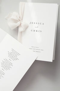 Simple, elegant wedding ceremony booklet with delicate silk ribbon. A beautiful keepsake for your wedding guests.