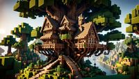 Minecraft Treehouse, V11 - AI Generated Artwork - NightCafe Creator