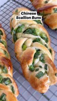 Chinese scallion buns!! These soft and savory milk bread buns aren’t just delicious but they also make your kitchen smell amaaazingg!!! ☺️ For the scallion filling, I've used green onions, sugar, oil and a little bit of chicken bouillon.