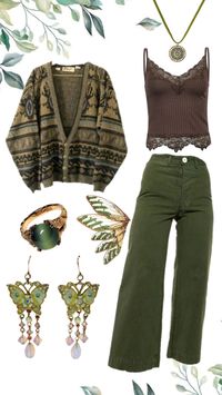 #fairycore #cottagecore #fashion #sweater #butterfly #green #moss