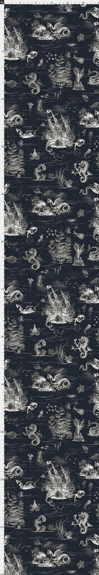 Toile De Mer off-white on Near Black Removable Wallpaper - Etsy