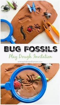 bug fossils - a great sensory activity for preschoolers and toddlers. Also a great activity for an insect unit. Use with tweezers to make it a great fine motor control activity.