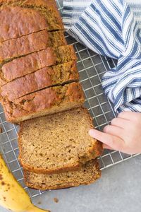 The Best Healthy Banana Bread Recipe! So moist, sweet and soft with rich banana flavor and a hint of cinnamon. This banana bread is easy to make in one bowl. You can add chocolate chips or nuts to this simple recipe.