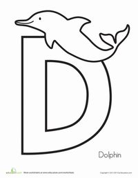 Preschool Letter D Animals Worksheets: D is for Dolphin