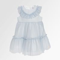 Vestido de Festa de Bebê Feminino Tule com Babados - AZUL BEBE - Paola da Vinci