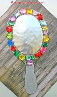 Cardboard jeweled mirror craft for kids - arts & crafts for pretend play - This would be fun for playing Snow White #artcraft