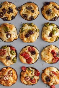 Skip kneading dough and complicated steps, and make these easy, bite-sized focaccia muffins with your favorite toppings of choice instead!