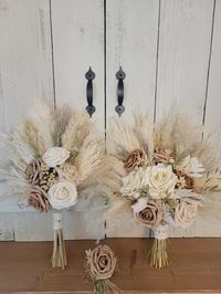 Boho Wedding Bouquet, Pampas Grass Wedding Bouquet, Champagne/neutral Rose Wedding Bouquet, White Pampas Grass Bouquet. - Etsy