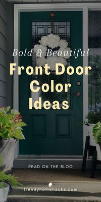 Transform your home's curb appeal with bold front door color ideas! Explore a rainbow of dazzling hues, from daring reds to serene blues, and make your front door the talk of the town. This blog post delves into vibrant colors that let your personality shine, turning your entrance into a delightful focal point.   Ready to make a statement with your front door? Visit Trendy Home Hacks to discover the perfect color!