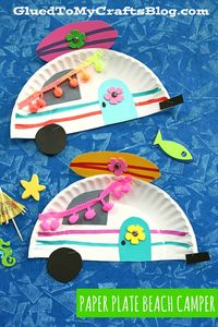 Paper Plate Beach Camper - Summer Kid Craft Idea - Glued To My Crafts