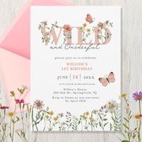 Wild & Onederful Wildflower 1st Birthday Invitation - Birthday Invitation