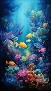 Dive into the mesmerizing depths of this stunning underwater painting 🌊🐠 Immerse yourself in the vibrant colors of the coral reefs and the graceful dance of the fish. 🎨✨ Let this artwork transport you to a serene aquatic world. 🌊💙 #UnderwaterArt #OceanVibes #MarineLife #ColorfulCoral #FishFriends #ArtisticJourney