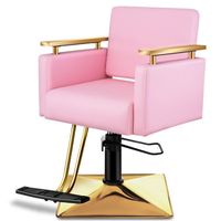 Salon chair, gold salon chair for hair stylist, professional hair chair, hair salon chairs with heavy-duty hydraulic pump, beauty stylist chairs for salon - black Body Fabric: Pink Faux Leather | Inbox Zero Faux Leather Massage Chair Faux Leather in Pink / Brown | 39 H x 24 W x 25 D in | Wayfair