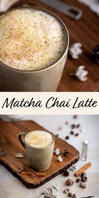 This healthy matcha chai latte is easy to make in only 7 minutes with just 4 ingredients. Concentrated chai tea, mixed with matcha powder, a bit of sugar for sweetness and then topped with frothed almond milk.