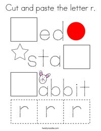 Cut and paste the letter r Coloring Page - Twisty Noodle