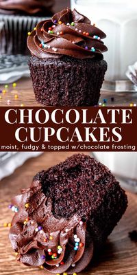 These delicious chocolate cupcakes are extremely moist and fudgy with a delicious chocolate flavor and creamy chocolate frosting. The recipe is simple to make and better than any bakery #chocolatecupcakes #cupcakes #chocolate #chocolatefrosting #doublechocolate from Just SO Tasty https://www.justsotasty.com/ultimate-double-chocolate-cupcakes/