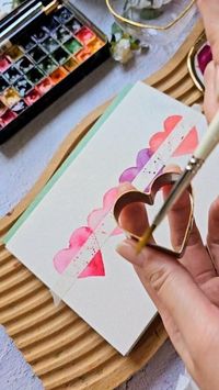 Easy Valentine's Day Card Idea Using Cookie Cutter 🩷 #watercolorvalentines #valentinesdaycard #diycard