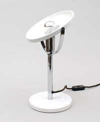 White painted and chromed metal Bauhaus desk lamp design Carl Jacob Jucker 1923 executed by Imago / Italy ca.1970