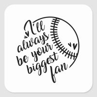 cool biggest fan baseball sports word art Square Sticker Size: Small, 1½ inch. Gender: unisex. Age Group: adult.