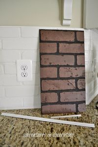 Adventures in Decorating: More Changes in our Kitchen ... we used taux brick wallboard to give our backsplash the look of subway tile.