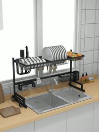 Cooking requires a lot of equipment, and having adequate counter space makes it easier and more enjoyable.  Our Over the sink kitchen rack fits perfectly right in the space behind most sinks and gives you so much room to work with. It holds all of your kitchen essentials and keeps them at an arm's reach, and while they dry water will drip right down the sink.